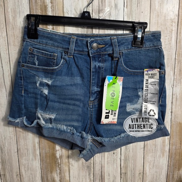 BlueSpice Womens High Waist Distressed Denim Shorts Blue Size 5 New - Picture 2 of 11